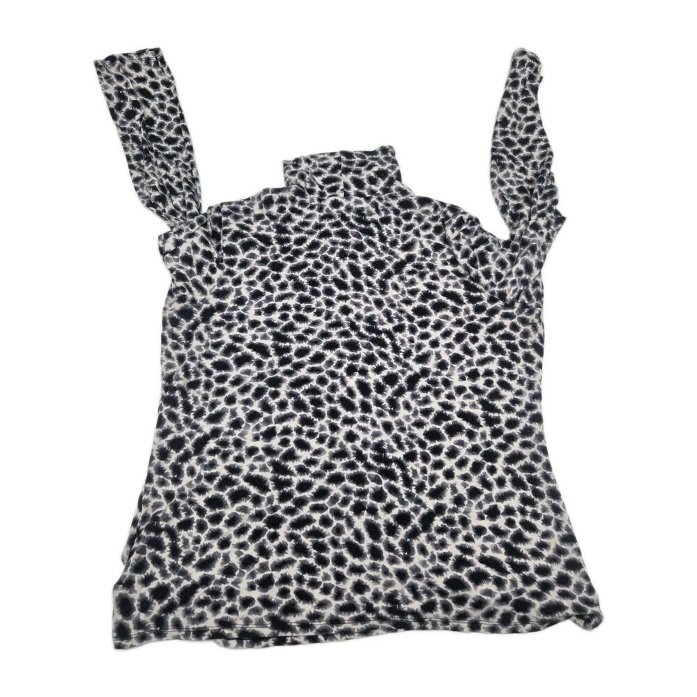 Studioworks Size XL Black And White Leopard Print Turtleneck